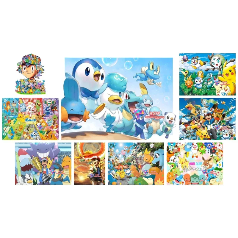 1pc frameless Pikachu Diamond Painting Kit Square Round Diamond DIY Japanese Cartoon Anime Mosaic Handmade Art Unique Gift Craft