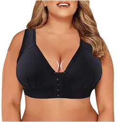 Plus Size Sexy Push Up Bra Front Closure Solid Color Brassiere Wireless Bralette Breast Seamless Bras for Women