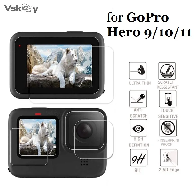 

150 шт. закаленное стекло для Gopro Hero 13 Hero 12/11/10/9, передняя защитная пленка для ЖК-экрана, объектив задней камеры, защитная пленка от царапин