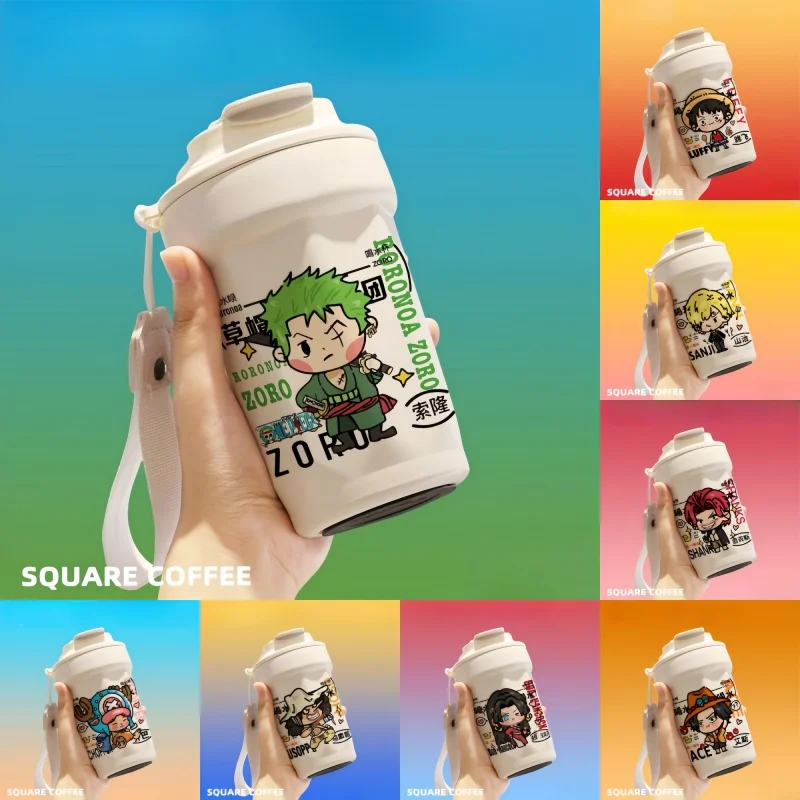 One Piece Thermos Cup New Cartoon Q Version Luffy Zoro Nami Usopp Chopper Robin Franky Couple Students Coffee Milk Tumbler