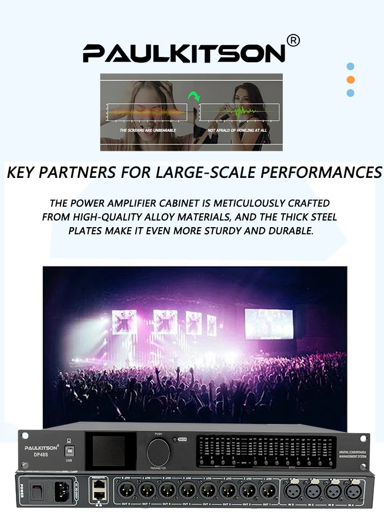 Paulkitson DP48S Digitaler Audio-Prozessor PC-Software-Steuerung IIR-Limiter Lautsprechermanagement Professionelles Bühnen-, Bar- und Heim-Audio – Detail 3