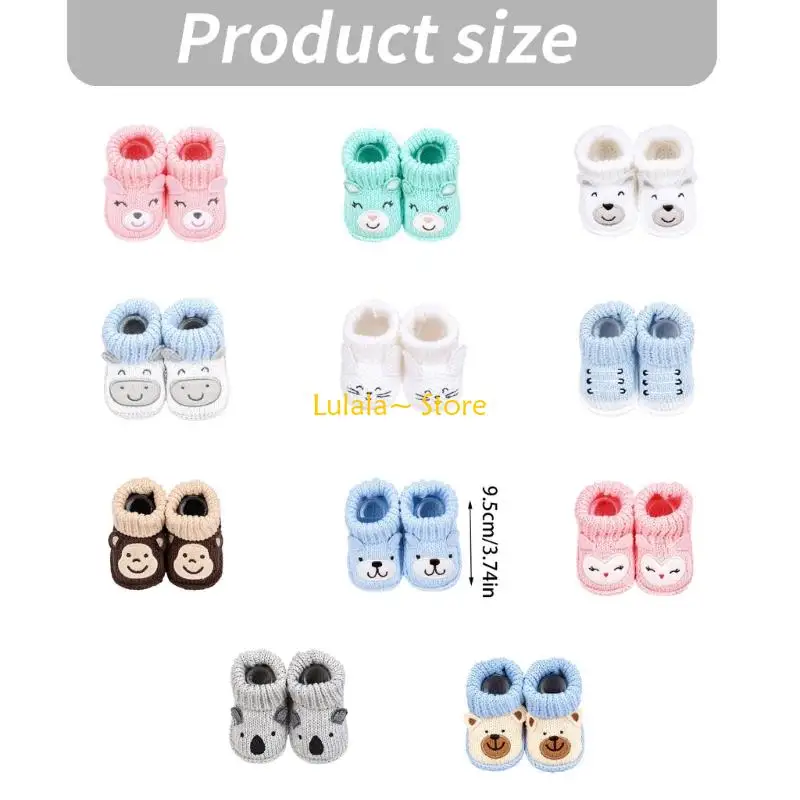 Y4QA Baby Booties with Ribbed Openings and Decorated Fronts for Photo Outfits