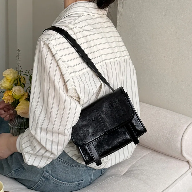 Relaxed Retro Casual Womens Shoulder Bag New Versatile Niche Design Commuter Tote Bag Genuine Leather Shoulder Bag For Women