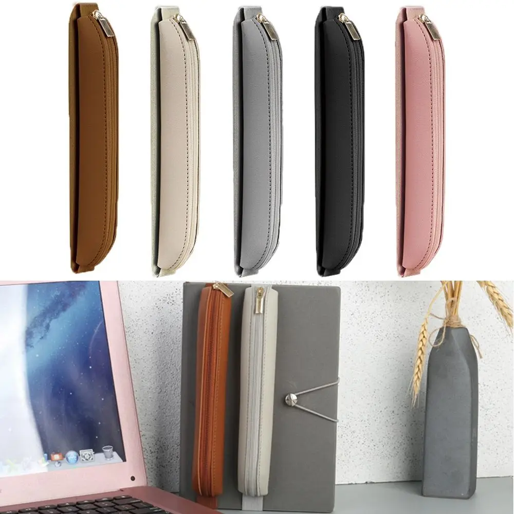 

Office Meeting Elastic Buckle Pen Storage Bag Pu Leather Convenient Pen Clip Portable Pen Holder