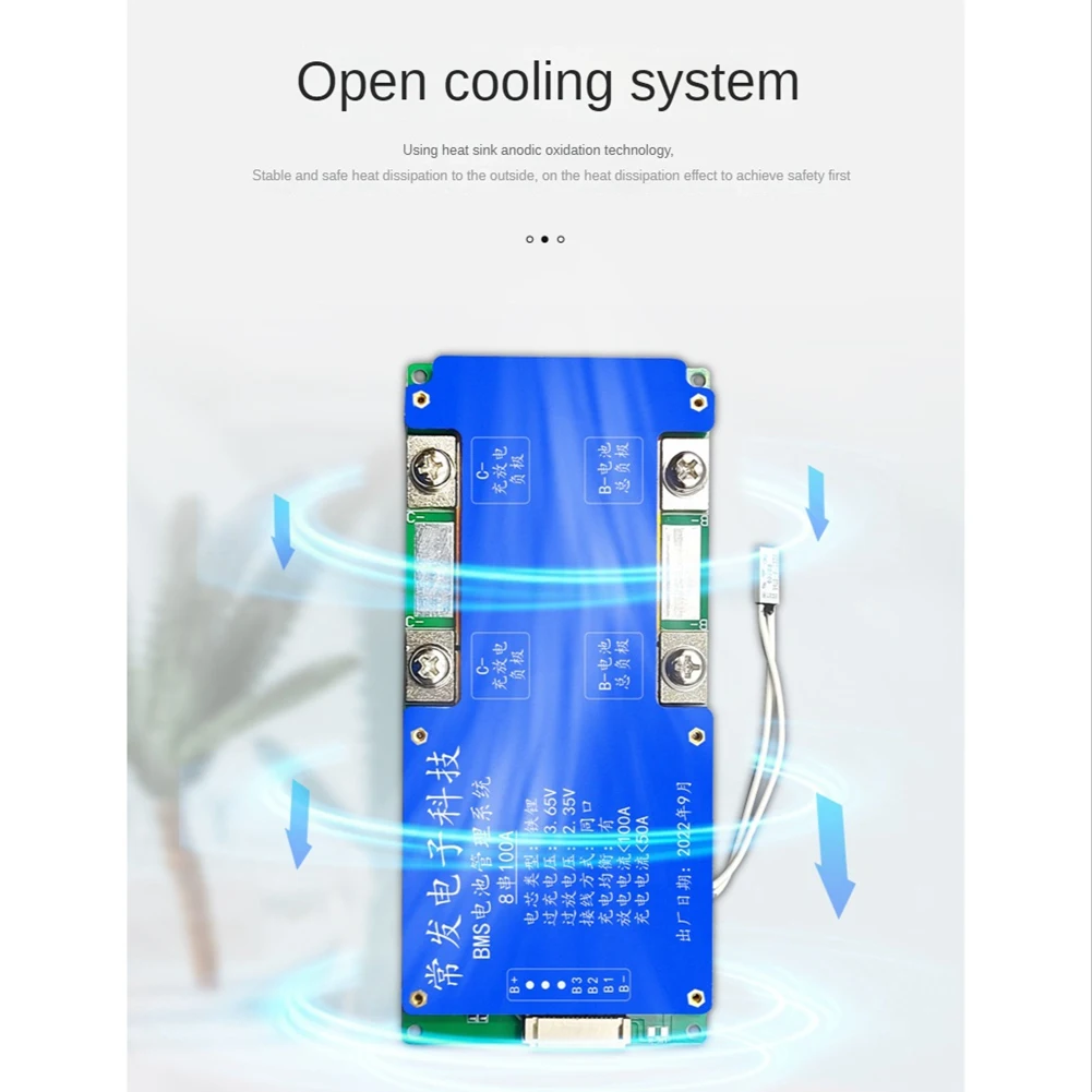 BMS Battery Protection Board para UPS, mesmo porto com equalização, controle de temperatura, 8S, 24V, 100A, LiFePO4