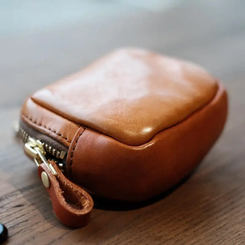 Coffee Brown Dual Slot PU Leather Coin Purse Unisex Anti-scratch Slim Portable Pouch for Shopping Daily Use Card Holder