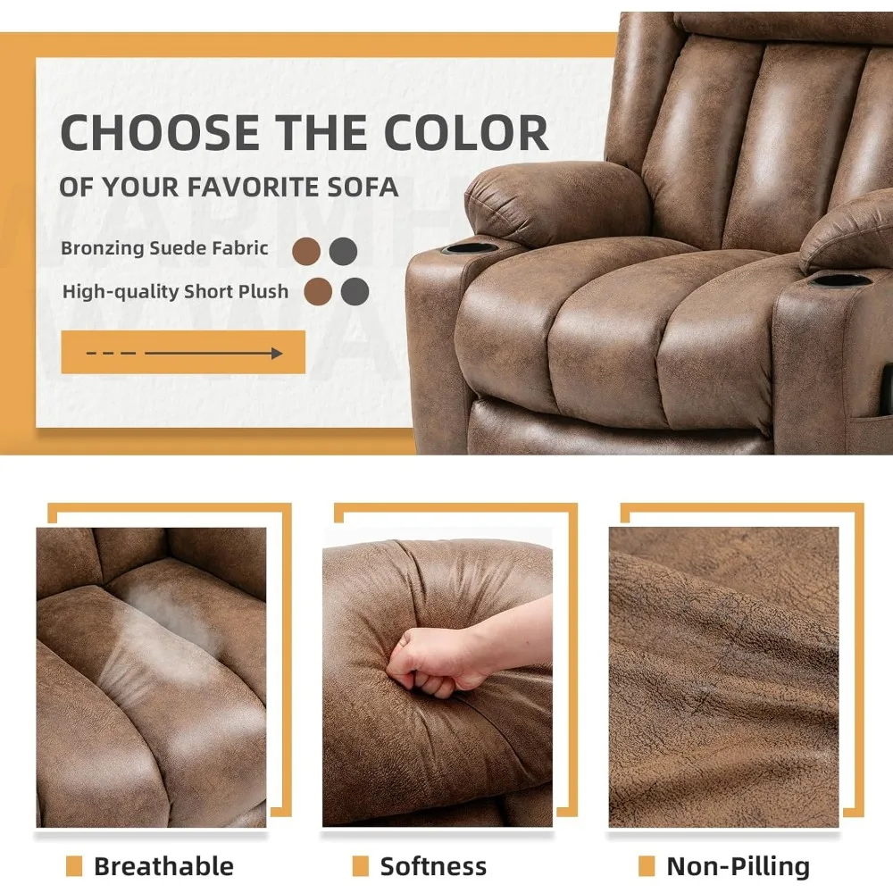 Silla reclinable grande con elevación eléctrica y reposapiés extendido para personas mayores, sofá reclinable grande, Extra grande y ancho para sala de estar