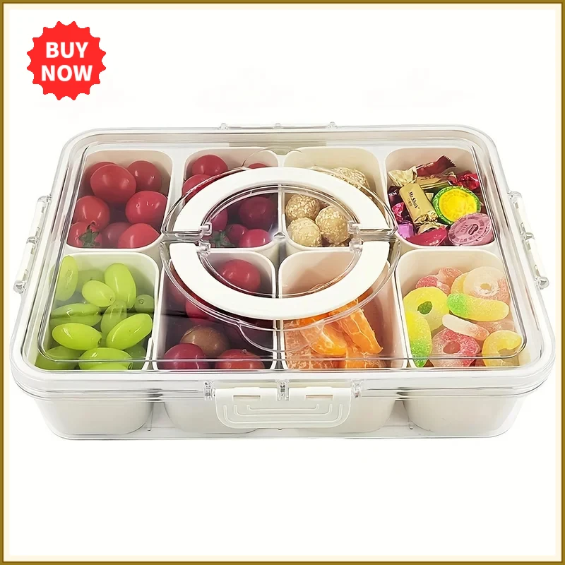 8-Fach Snackbox-Behälter, Tragbares Reise-Charcuterie-Brett mit Deckel, Kühlschrank-Lebensmittelaufbewahrungsbox, Snack-Organizer