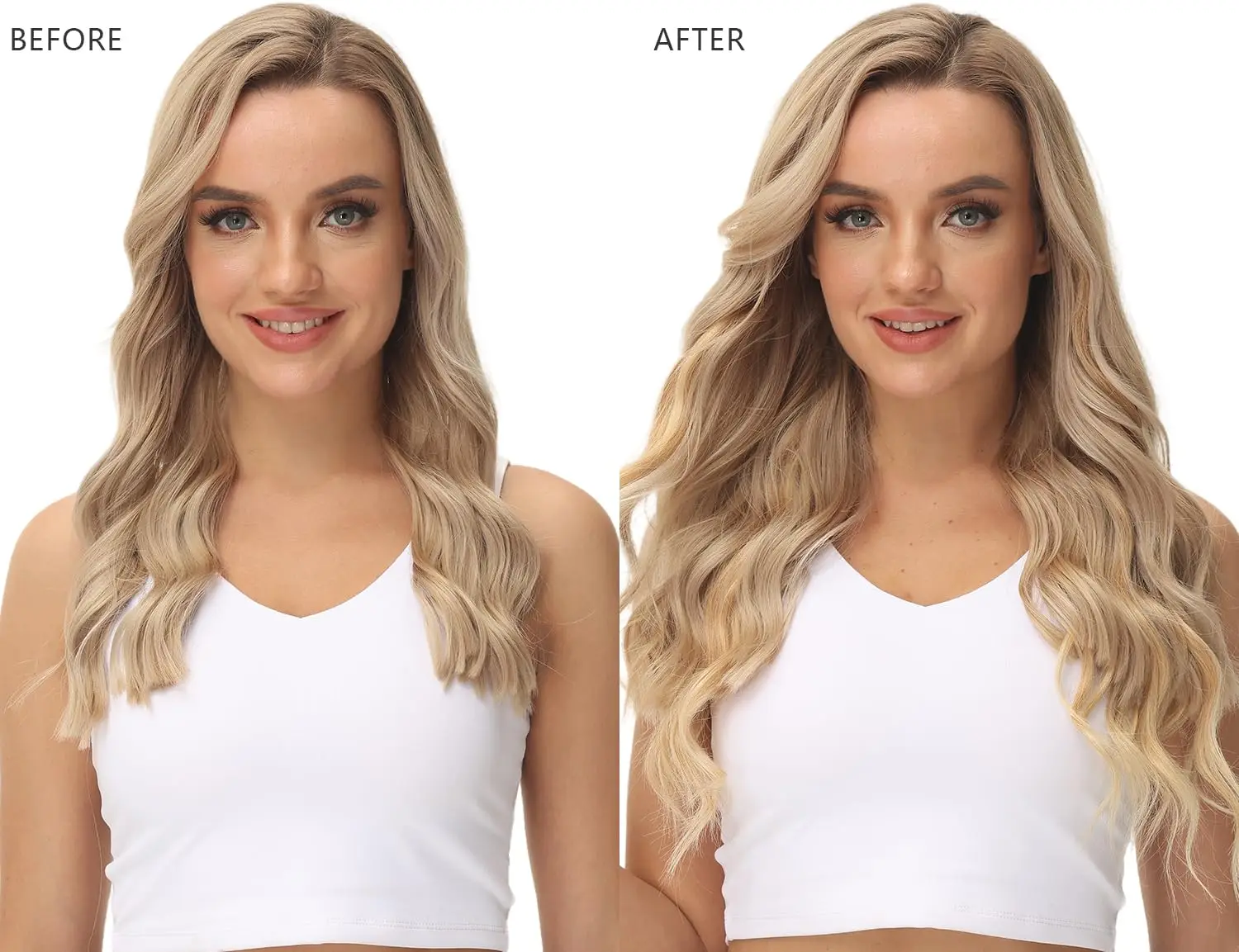 وصلات شعر بمشبك شعر بشري حقيقي أشقر لتبييض وصلات شعر أشقر بمشبك شعر بشري 12-24 بوصة شعر مستقيم