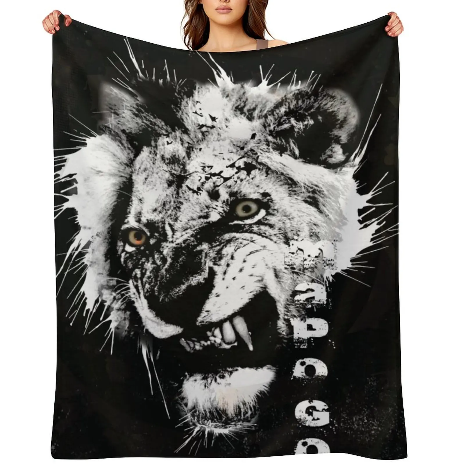

MR T Mapogo Sabi Sands lion Throw Blanket Shaggy Thermal Polar Extra Large Throw Blankets
