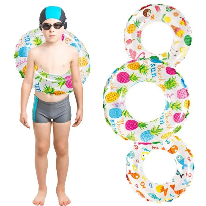 Kids Inflatable Swimming Ring Pool Printed Swimming Ring Adult Kids Water Sprot Pool Floaties For Summer Party Toys Photo Props