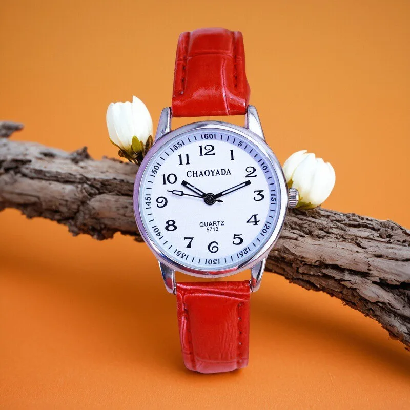 

Girls female students simple fashionable soft leather quartz watches mum mother's day birthday surprise gift waterproof watches