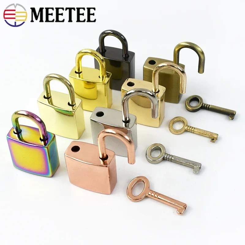 Meetee 2/5/10Sets Handbags Metal Padlocks for Jewelry Box Decorative Closure Lock Buckle Diary Wallet Twist Turn Locks Hardware