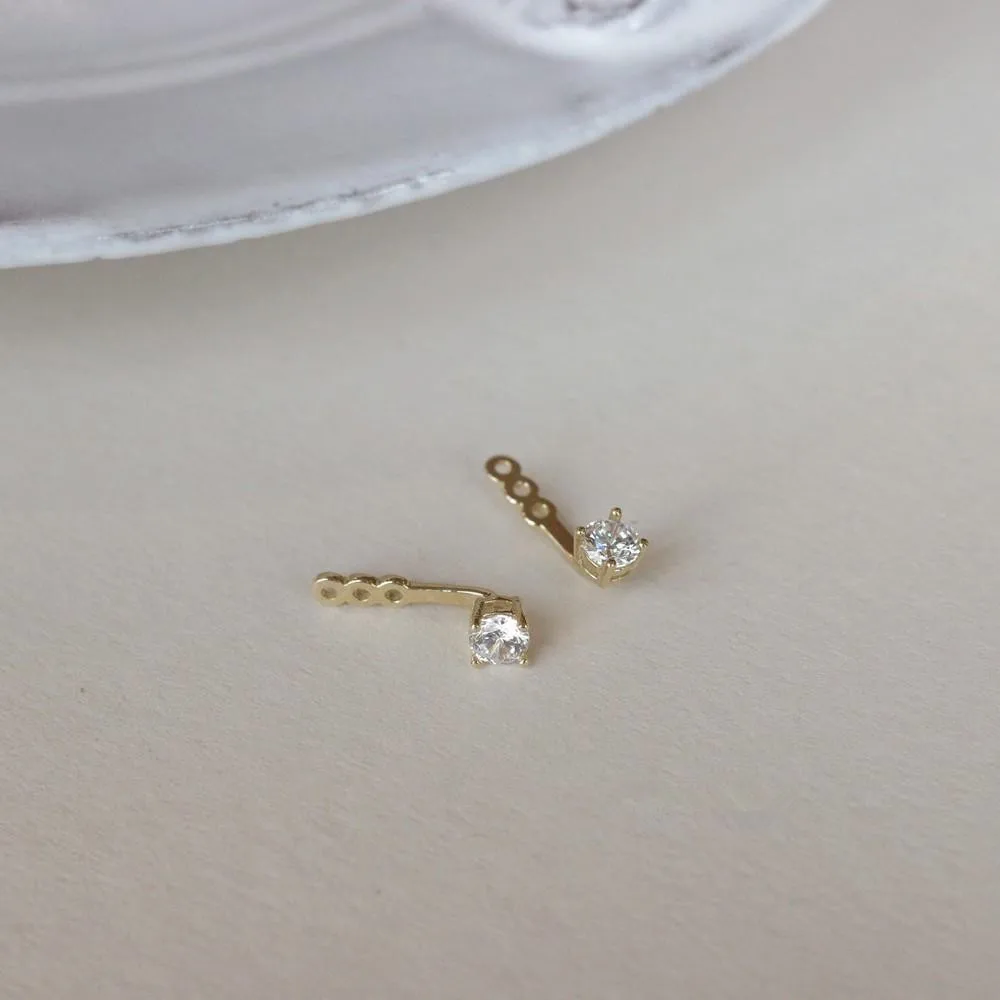 Simple Mini Zircon Back Hanging Earrings 925 Sterling Silver Plated 14k Gold Exquisite Jewelry for Women