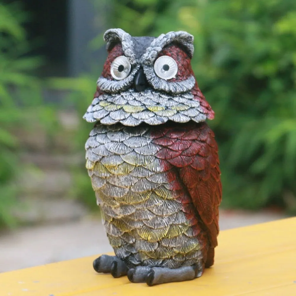 

Resin Owl Statue Ornament Solar Electronic Waterproof Night Light DIY Balcony Courtyard Floor Decoration Watch Owl Light Outdoor