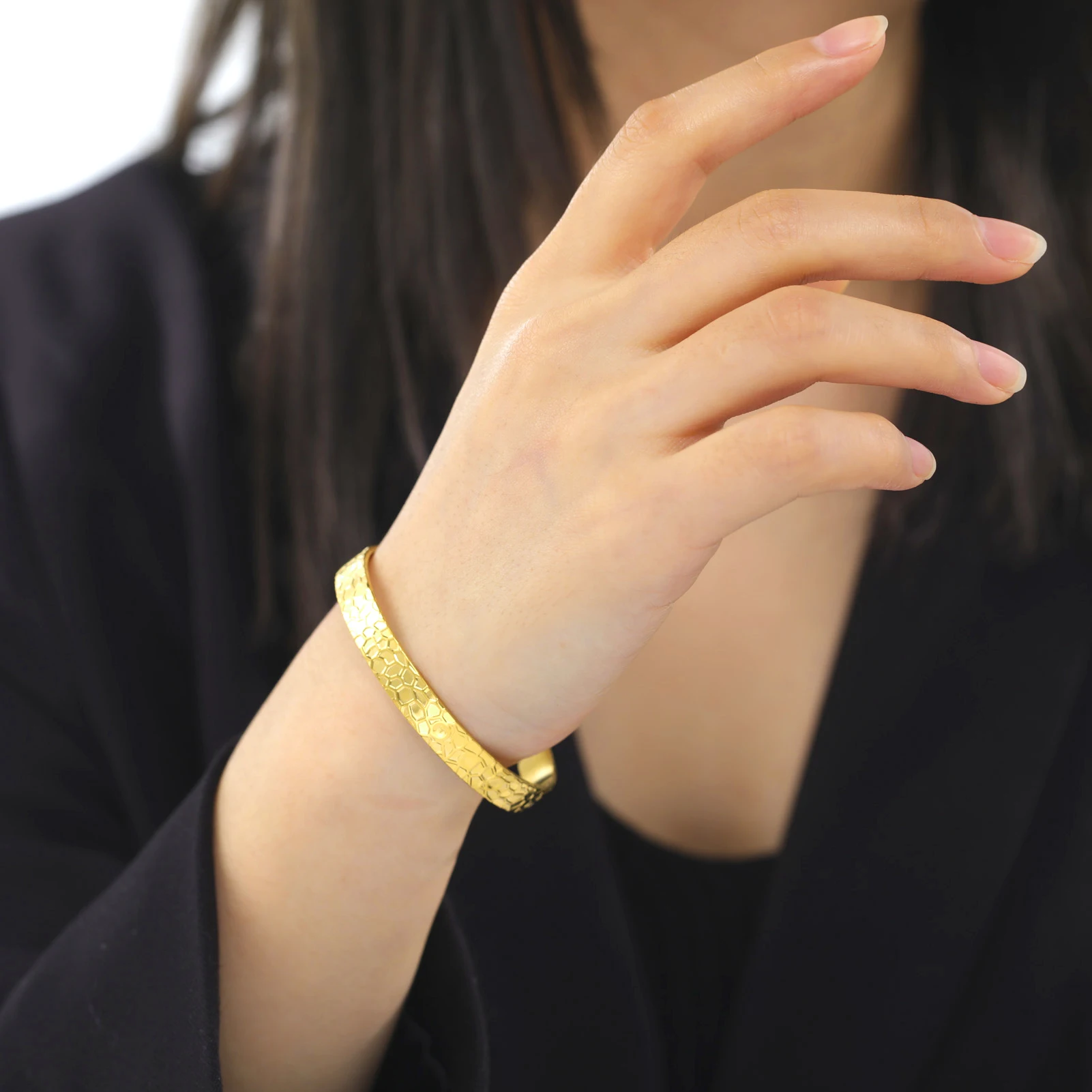 Picture 5: Skyrim Minimalist Irregular Geometric Cuff Bracelet Stainless Steel Adjustable Open Bangle Fashion Jewelry Gift for Women Lover