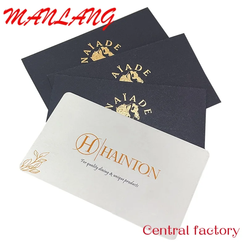 Custom  Elegant gold foil embossed letterpress printing paper business cards  500gsm & 600gsm cotton paper cardboard name busine