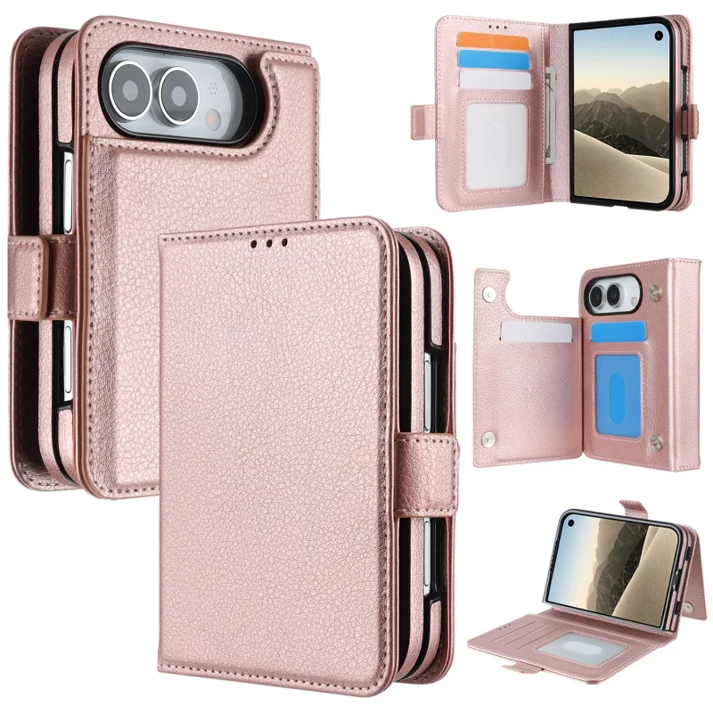 Multifunctional Flip Wallet Phone Case For Apple iPhone Duo with Card Slots Kickstand RFID Blocking Shockproof Cover