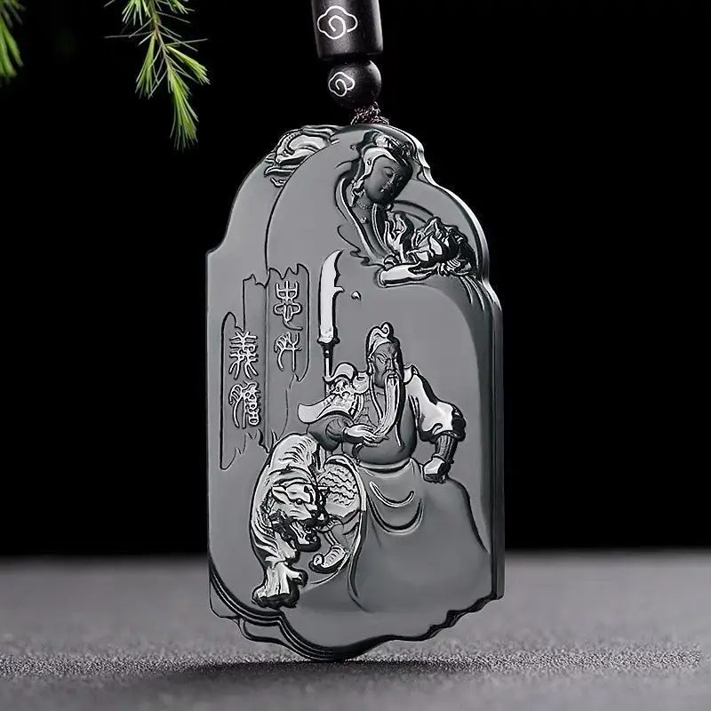 

Натуральный нефритовый кулон из Хэтианьского нефрита с резьбой Гуань Гуна: Верность и Справедливость. Персонализированный мужской бутик-амулет, подарок.