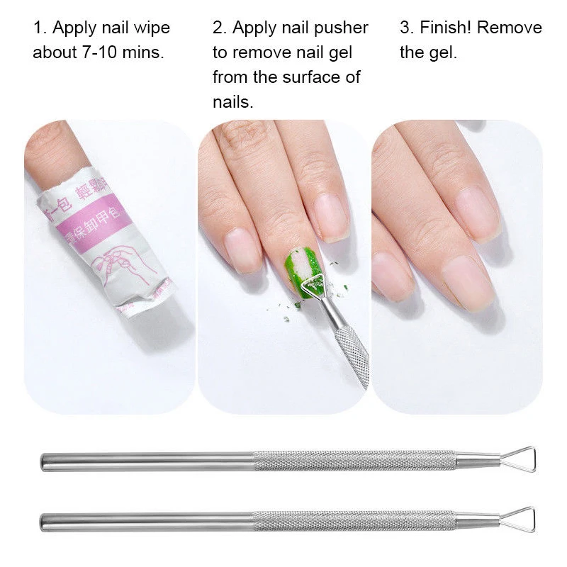 Stainless Steel Cuticle Nail Pusher Nail Art UV Gel Remover Manicure Pedicure Care Sets Cuticle Pushers Tools