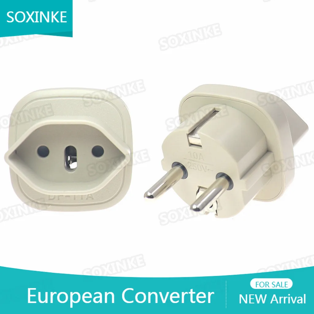 European France Travel Plug Adapter,Italy/Brazil/ Swiss To European Plug Adaptor Travel Adapter Socket 10A 250V