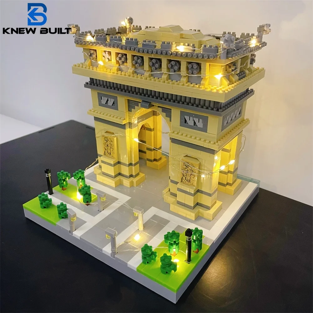 

Knew Built LED Arc de Triomphe Micro Mini Building Blocks Toys Illuminating Paris Landmark Model Perfect for Home Office Décor