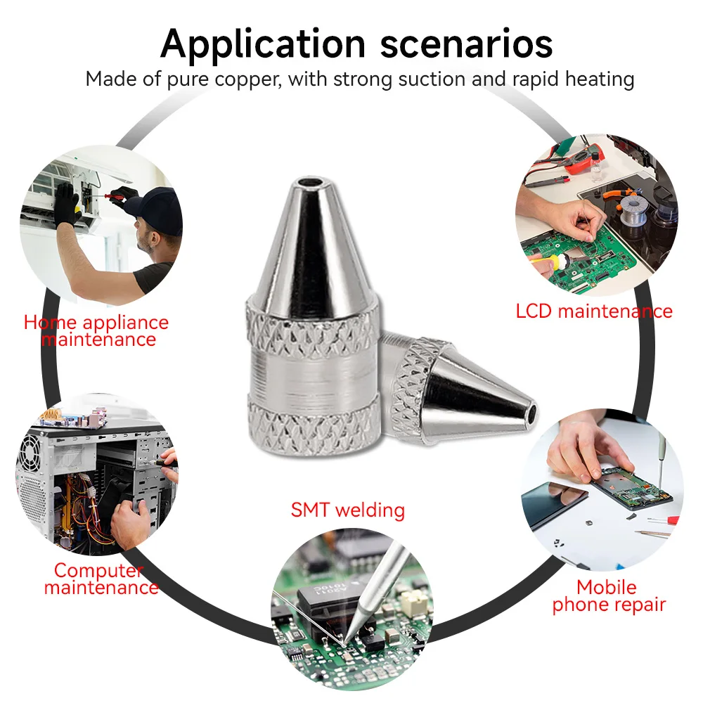 10 sztuk/zestaw 1mm 2mm dysza końcówki żelazne metalowa końcówka lutownicza do elektrycznej przyssawki lutowniczej próżniowej/pompa rozlutownicza