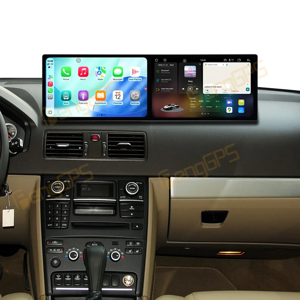 Dual Screen 10.1 Inch Android 15 CarPlay Car Radio For Volvo XC90 2002-2014 Touch Screen Multimedia Player GPS Navigation DSP