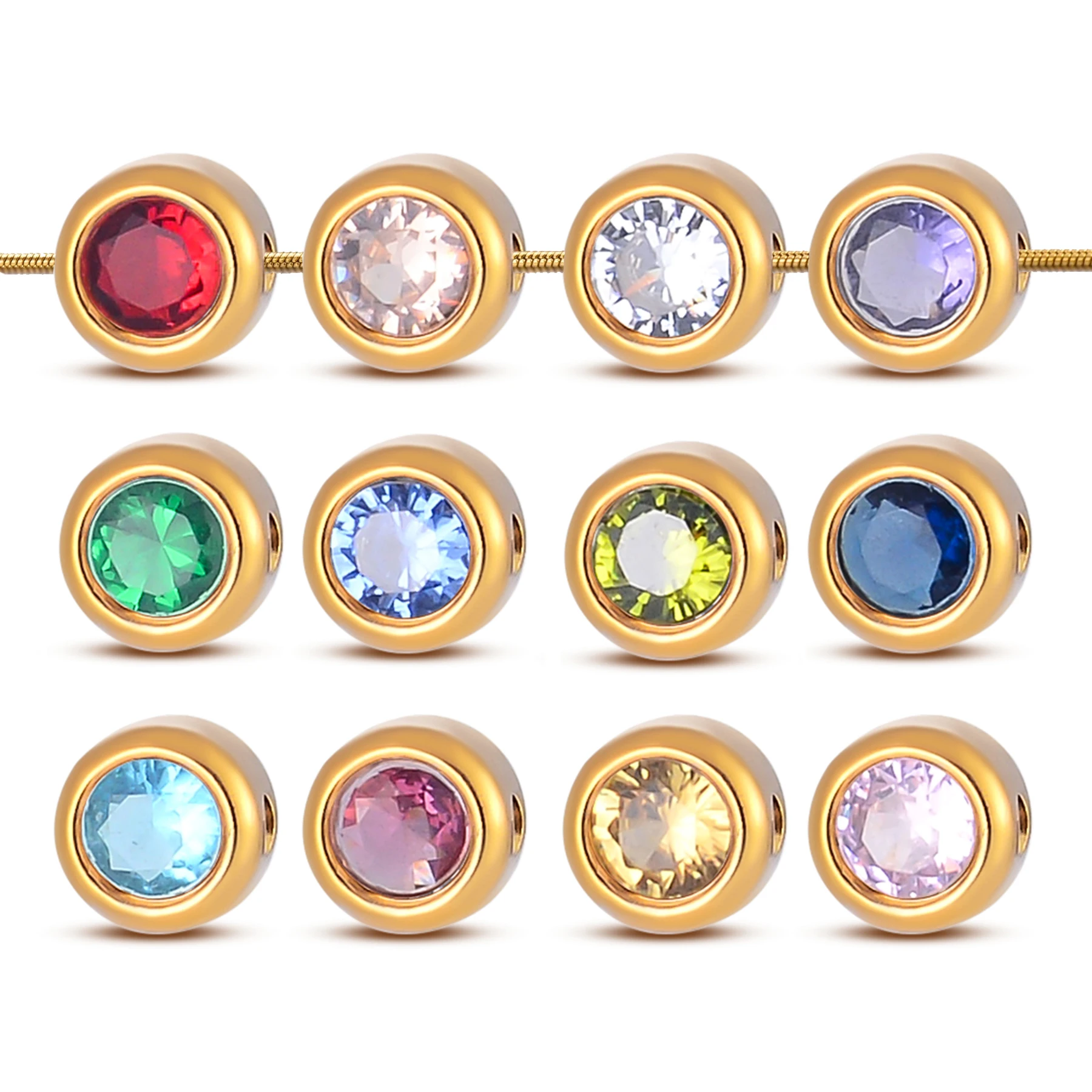 

10Pcs Fashion Charm Rhinestone Zircon Beads Stainless Steel Necklace Bracelet Earrings Pendant Making Handmade Supplies