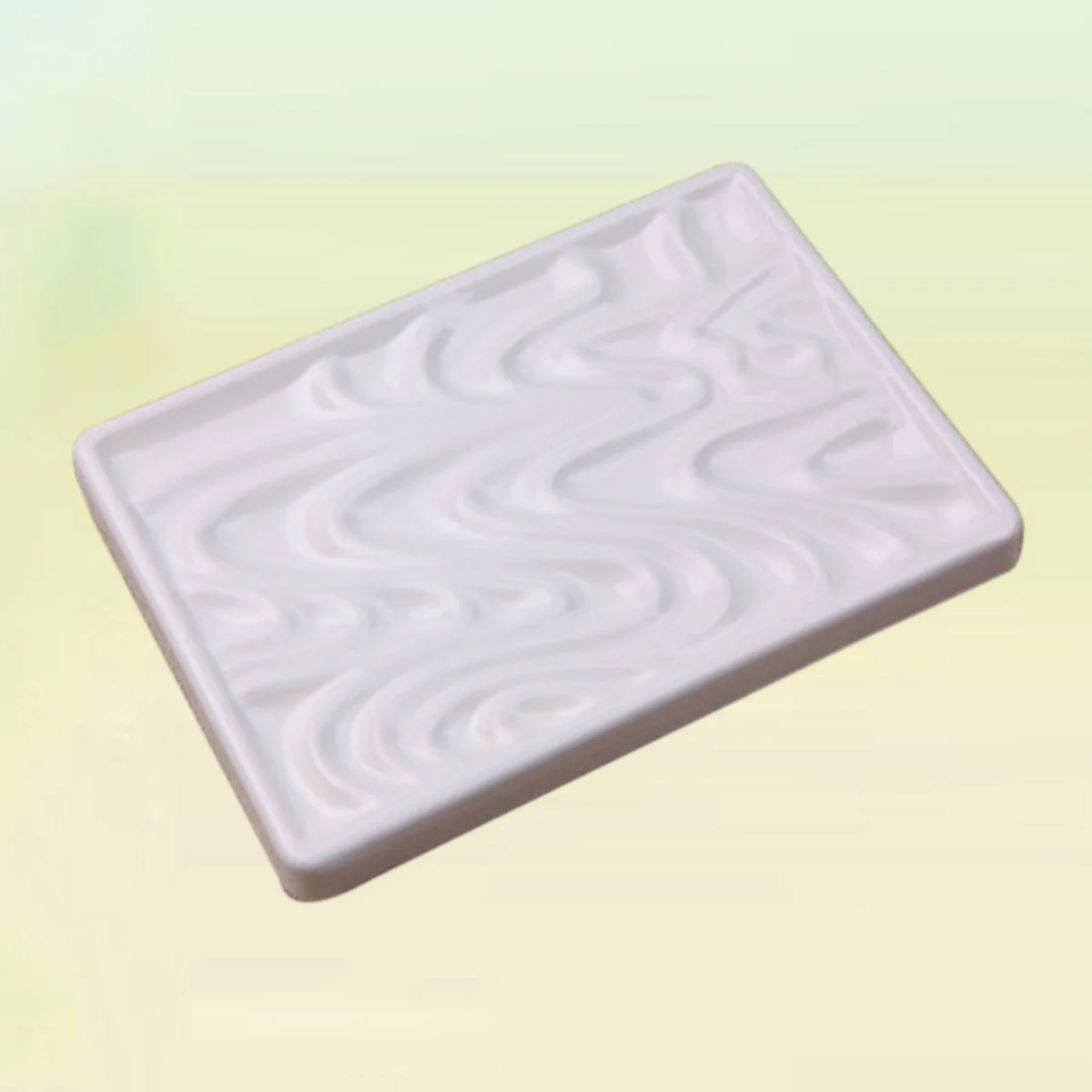 

Wave Ripple Rectangular Ceramic Imitation Palette White Smooth Edges Easy to Clean Washable Painting Tool Artistic Painting Kit