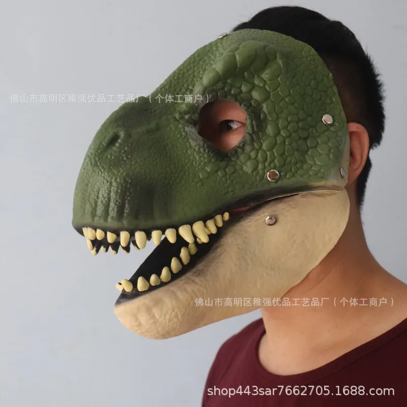 2025 Maschera da dinosauro di Halloween Bocca mobile Raptor Tyrannosaurus Rex Cappuccio per festa di Natale a bocca aperta