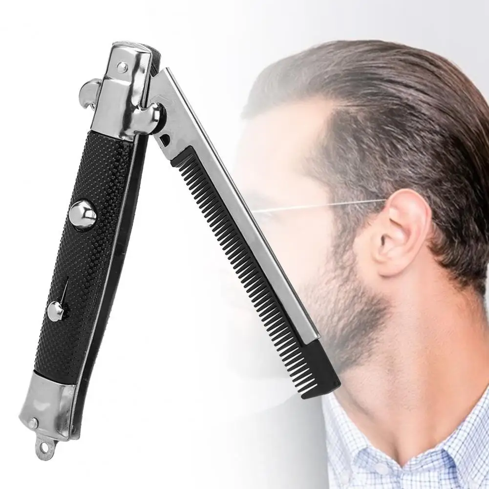 Folding Spring Comb Foldable Knife Brushes Hair Trimmer Comb Butterfly Men\'s Pocket Knife Comb Hair Styling Tools & Accessories