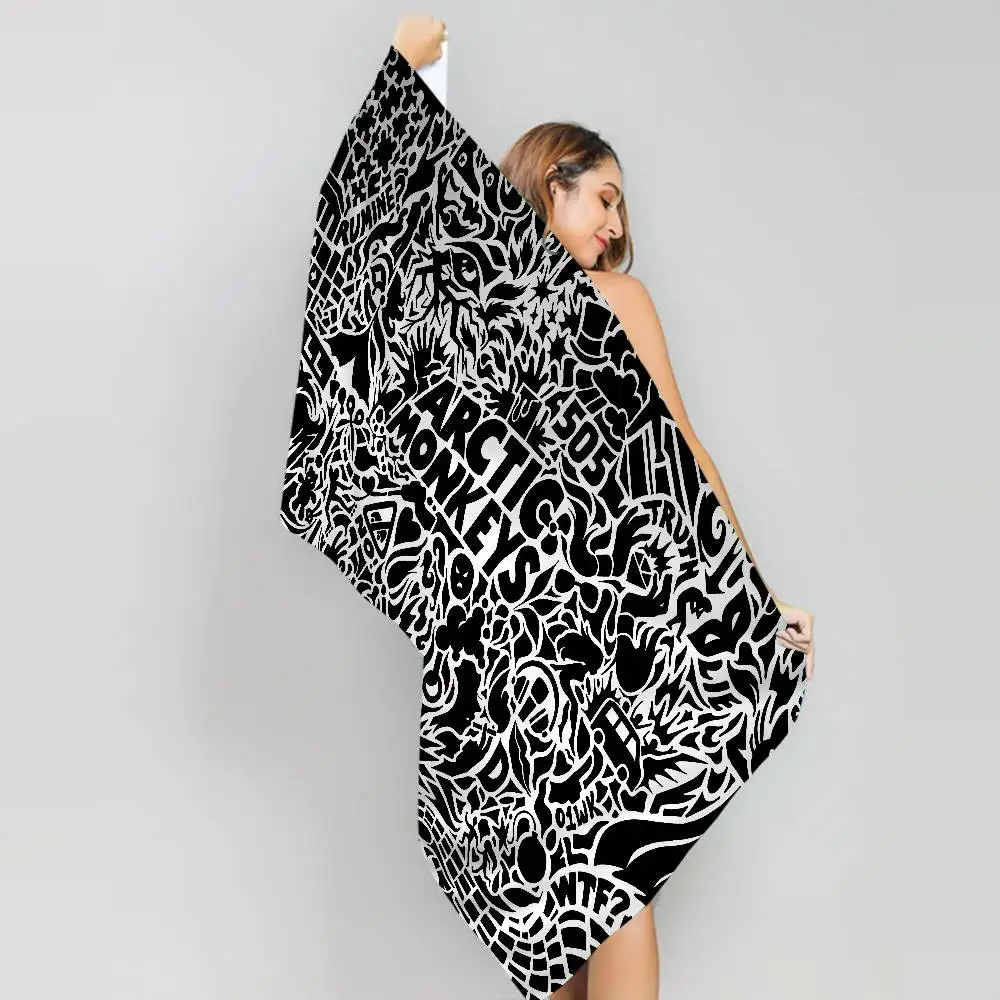 A-Arctic M-Monkeys Band Microfiber Blanket Quick Drying Beach Towels Oversized Printing Super Absorbent Pool Towel Blanket 3