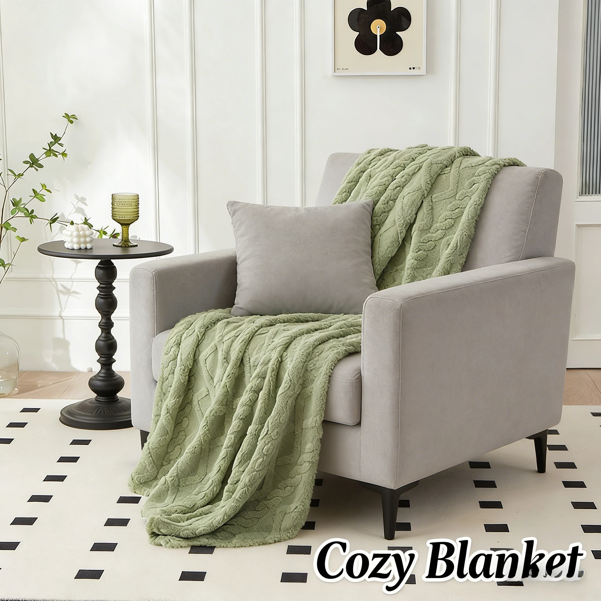 Nueva Manta Jacquard con Diseño de Rombo, de una Sola Capa, Doble Cara, de Terciopelo Suave y Cálido, para Sofá, Cama, Oficina, Aire Acondicionado