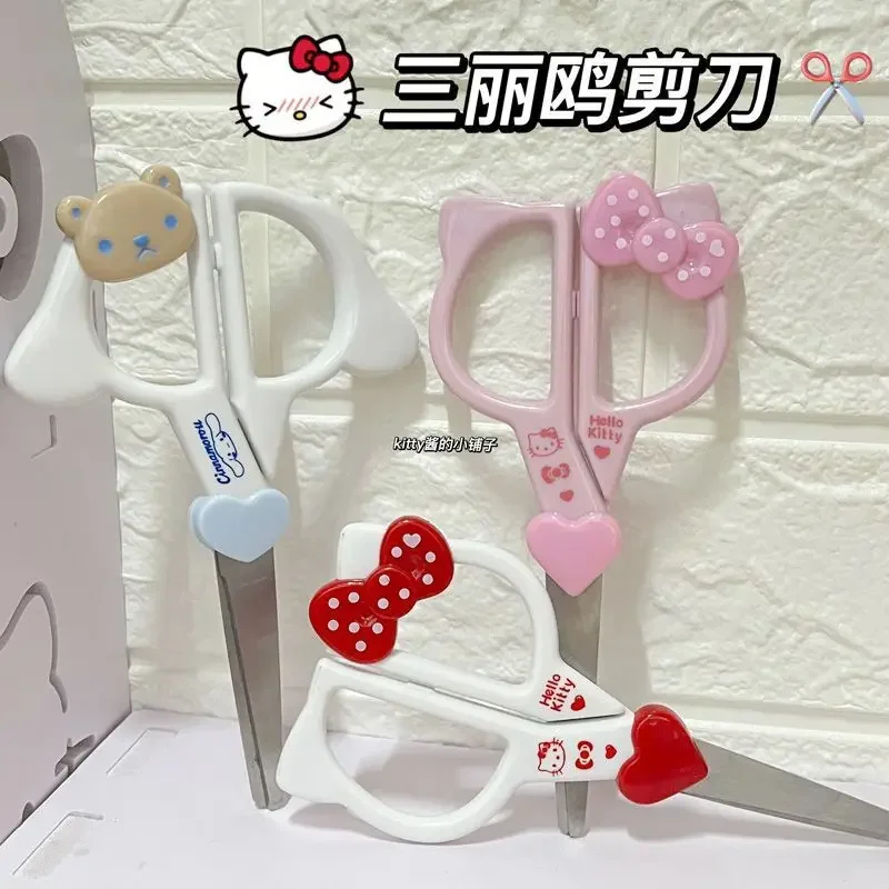 Hello Kitty Anime Sanrio Diy Hand Cutting Scissors Student Cute Cinnamoroll Kawaii Hand Ledger Paper Unboxing Scissors Gifts Toy