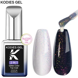 KODIES GEL Aurora Gel Glitter Top Coat No Wipe 15ml Semi Permanent  Manicure Gel Nail Polish Iridescent Shimmer Finish Sealer