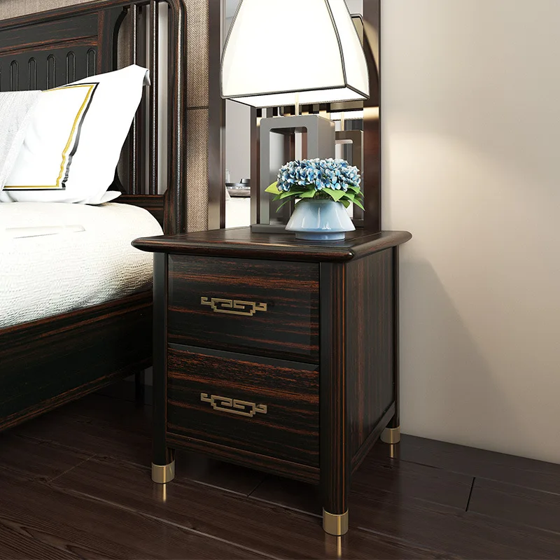 

Gold-thread sandalwood nightstand, solid wood bedroom home small cabinet, storage bedside cabinet