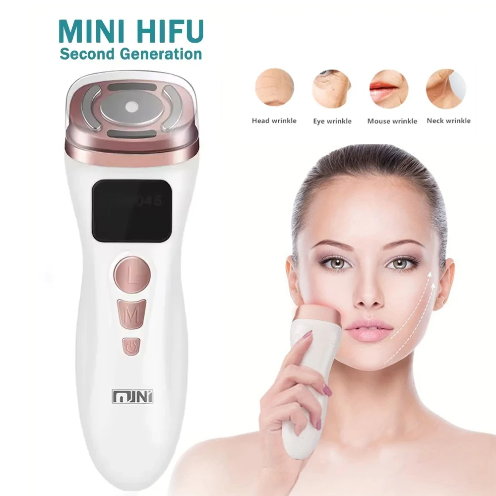 Mini HIFU Gesichts Maschine Radio Frequenz Ultraschall Facelifting Massagegerät RF EMS Anti Falten Straffung Gesichts Hautpflege Werkzeuge