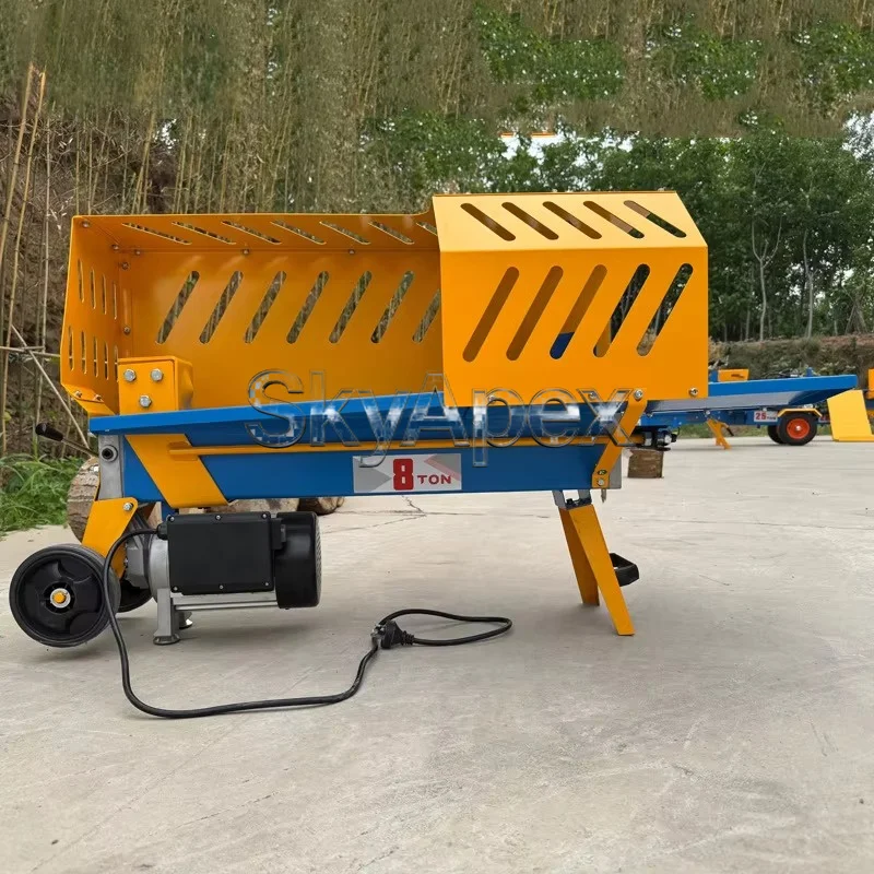 8ton horizontal electric hydraulic log splitter with safety protection device 220V suitable  home and garden firewood processing
