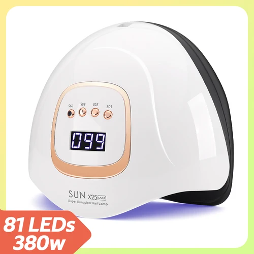 Lámpara LED UV para esmalte de uñas de Gel, 380W, 81LED, 4 temporizadores de ajuste, luz profesional para uñas, Sensor automático