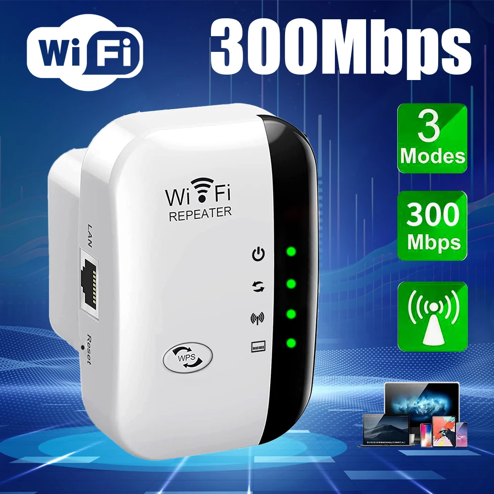 300Mbps Wireless WiFi Repeater 2.4Ghz Repeater Network Expander Range 802.11N/B/G Wireless 4 Status Light WiFi Repeater for PC