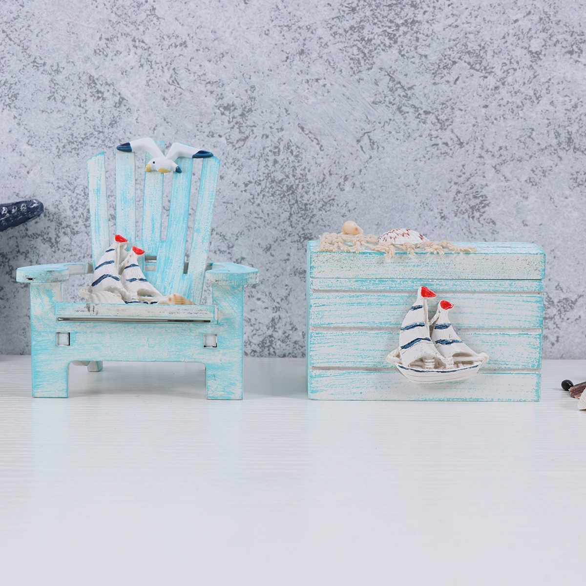 

Mini Beach Chair Craft Sailboat Ornament Wooden Desktop Decoration Party Home Office Car Gift Photo Props Table