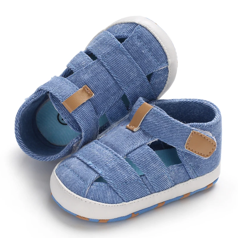 Newborn Boys And Girls Baby Shoes Fashion Canvas Soft Soles First Walking Shoes Breathable Sandals Popular Summer Beach Shoes