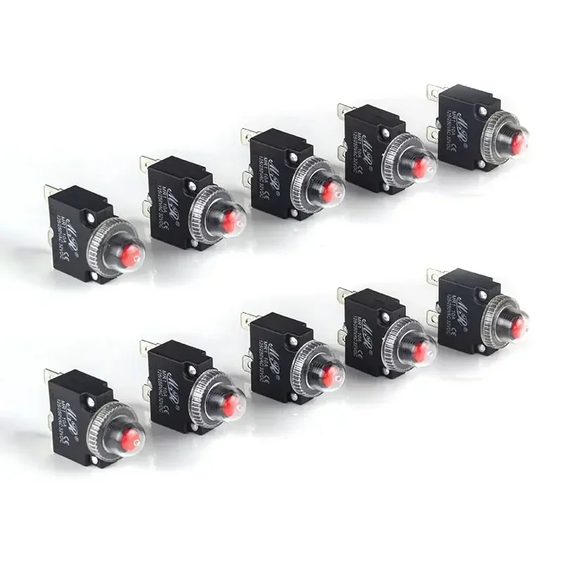 5Pcs Circuit Breaker Overload Protector Switch Fuse 3A 4A 5A 8A 10A 12A 15A 18A 20A 25A 30A Resettable 220V with Waterproof Cap