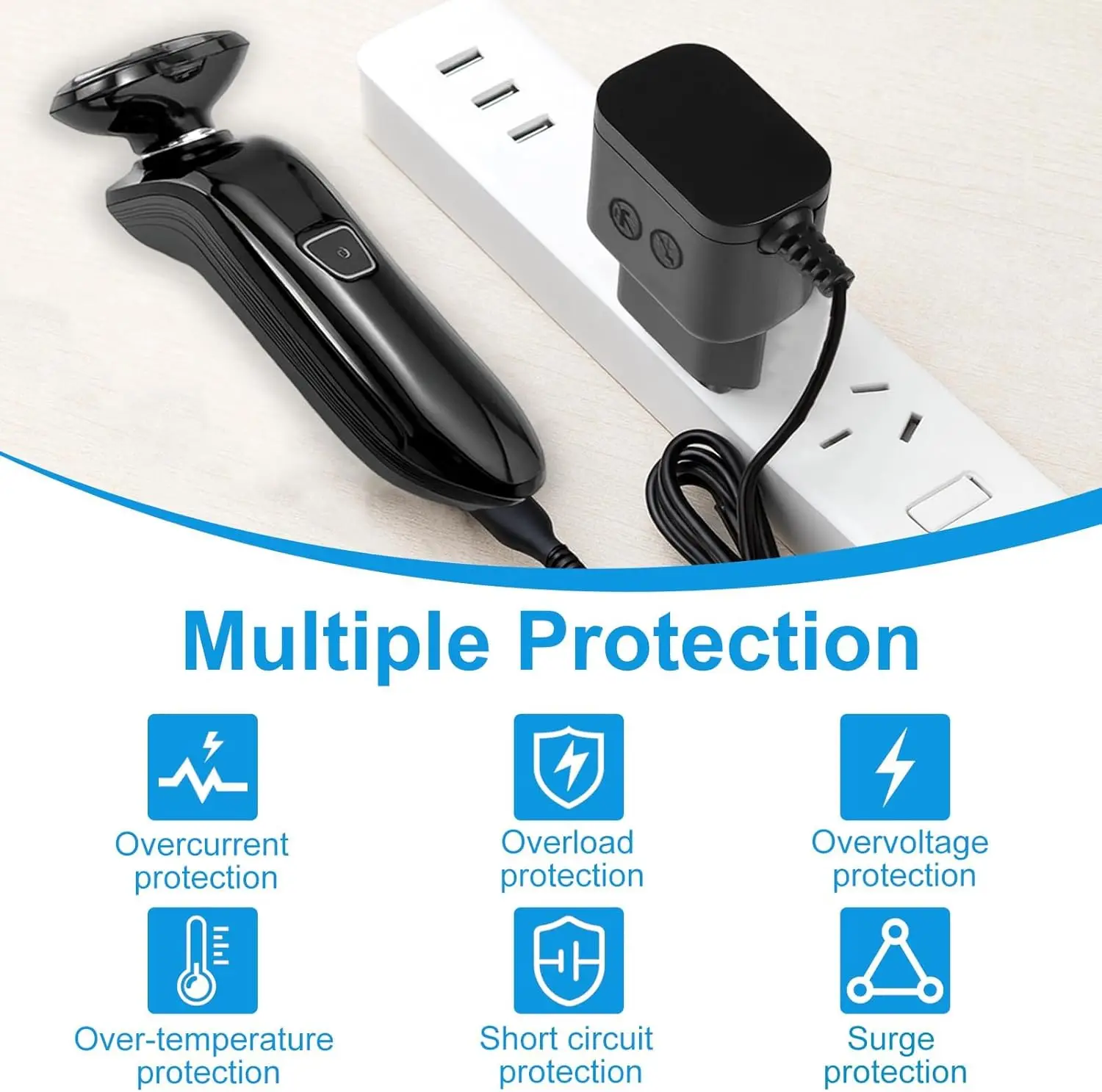 EU Plug Electric Shaver Charger Replacement Power Adapter for HQ8505 HQ6070 Compatible With Philipps 3000, 5000, 7000, 9000