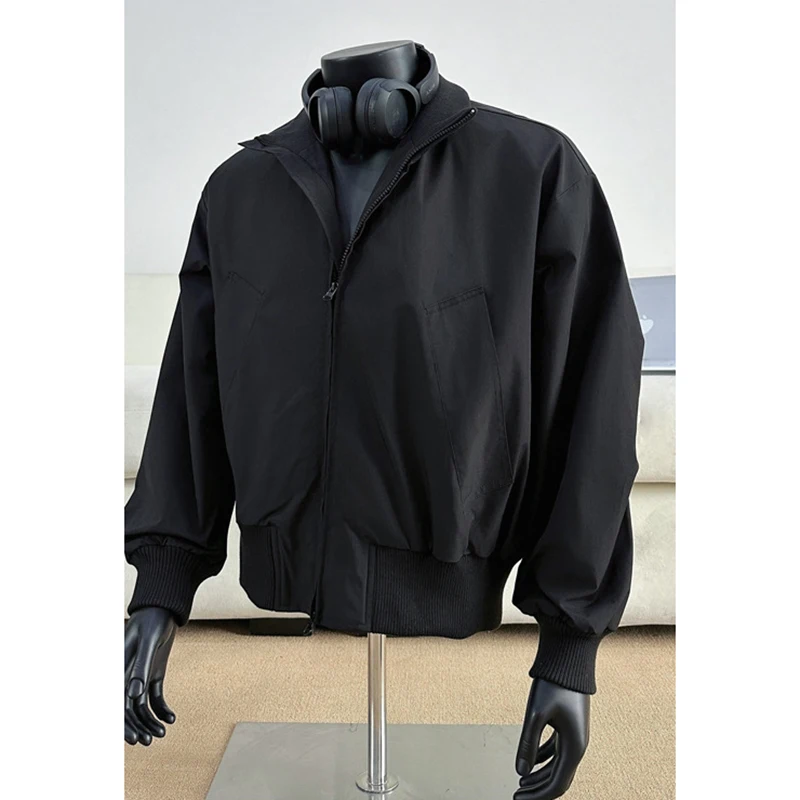 Mannen Volledige Rits Stand Kraag Bomberjack Lente Herfst Koreaanse Retro Casual Bovenkleding Effen Kleur Veelzijdig Vest Jas Man