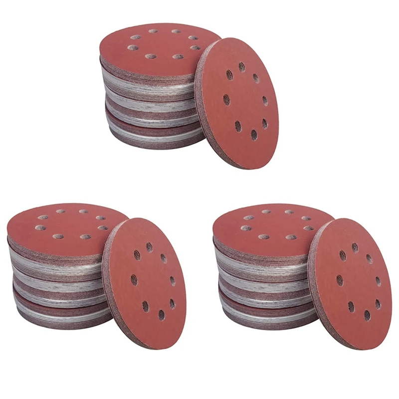 

300 PCS 5 Inch 8 Holes Hook And Loop Sanding Disc Sandpaper, 60 Pcs Each Of 600 800 1000 1500 2000 Grits Sand Paper