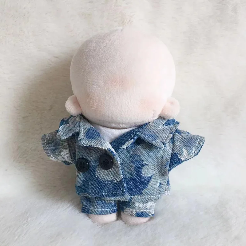 Handmade 10cm Fat Fat Body type doll clothes cute denim suit star action figures Suitable for doll clothes not including action