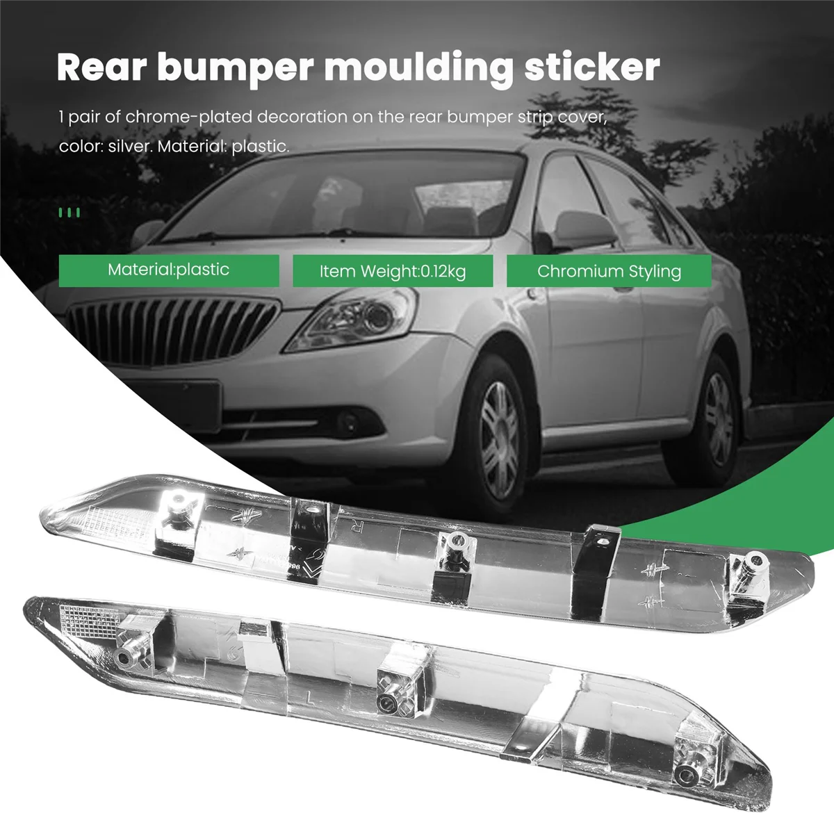 후면 범퍼 스트립 커버 트림 크롬 장식, 시트로엥 C5 2009 2010 2011 2012, 1 쌍