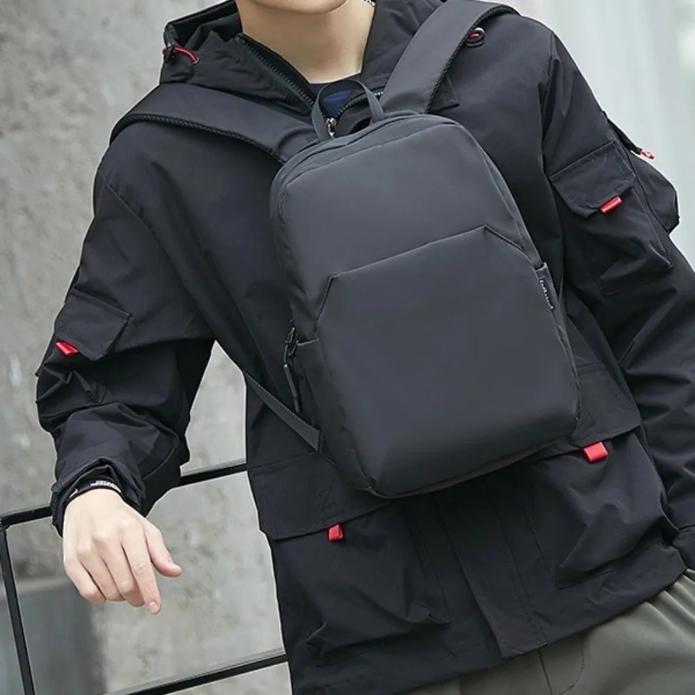 

Durable Mini Men's Backpack Black Waterproof Shoulders Backpack Nylon Portable School Bags School Use